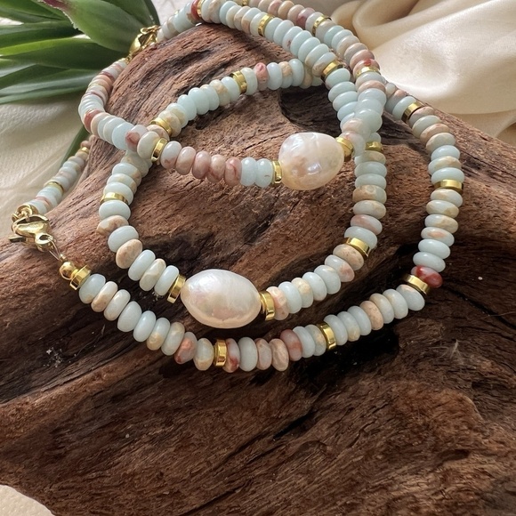 KB Jewelry - Stainless steel Pearl And Beaded Collar Necklace SET Womens